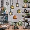 Ripoll Hanglamp, Kogellampje, Hanglamp Blauw, Groen, Koperkleurig, 5-lichts