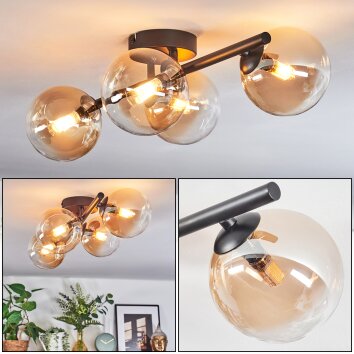 Chehalis Plafondlamp, Kogellampje Amber, Duidelijk, 4-lichts