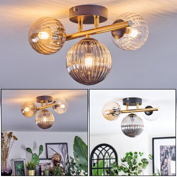 Chehalis Plafondlamp, Kogellampje Goud, Zwart, 3-lichts