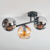 Koyoto Plafondlamp, Kogellampje Amber, Chroom, Rookkleurig, 3-lichts
