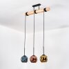 Ripoll Hanglamp, Kogellampje, Hanglamp Natuurlijke kleuren, Zwart, 3-lichts