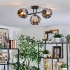 Ripoll Plafondlamp, Kogellampje Chroom, Rookkleurig, 3-lichts