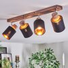 Fallhagen Plafondlamp, Plafondspot Chroom, Hout donker, 4-lichts