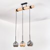Ripoll Hanglamp, Kogellampje, Hanglamp Natuurlijke kleuren, Zwart, 3-lichts