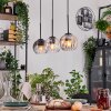 Koyoto Hanglamp, Kogellampje, Hanglamp Natuurlijke kleuren, Zwart, 3-lichts