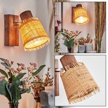 Lindberg Wandlamp, Muurspot Chroom, Hout donker, 1-licht
