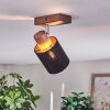 Fallhagen Plafondlamp, Plafondspot Chroom, Hout donker, 1-licht