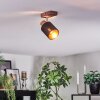 Fallhagen Plafondlamp, Plafondspot Chroom, Hout donker, 1-licht