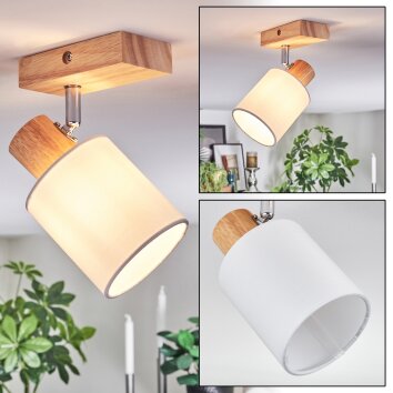 Fallhagen Plafondlamp, Plafondspot Chroom, Hout licht, 1-licht