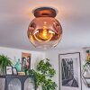 Ripoll Plafondlamp, Kogellampje Duidelijk, Koperkleurig, 1-licht