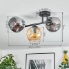 Ripoll Plafondlamp, Kogellampje Amber, Rookkleurig, 3-lichts