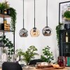 Ripoll Hanglamp, Kogellampje, Hanglamp Natuurlijke kleuren, Zwart, 3-lichts