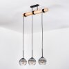 Koyoto Hanglamp, Kogellampje, Hanglamp Natuurlijke kleuren, Zwart, 3-lichts