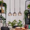 Ripoll Hanglamp, Kogellampje, Hanglamp Natuurlijke kleuren, Zwart, 3-lichts