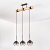 Koyoto Hanglamp, Kogellampje, Hanglamp Natuurlijke kleuren, Zwart, 3-lichts