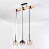Koyoto Hanglamp, Kogellampje, Hanglamp Natuurlijke kleuren, Zwart, 3-lichts