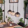 Koyoto Hanglamp, Kogellampje, Hanglamp Natuurlijke kleuren, Zwart, 3-lichts