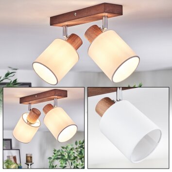 Fallhagen Plafondlamp, Plafondspot Chroom, Hout donker, 2-lichts