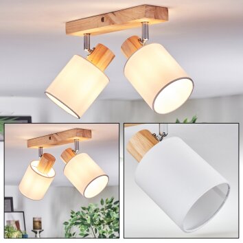 Fallhagen Plafondlamp, Plafondspot Chroom, Hout licht, 2-lichts