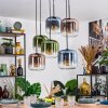Lauden Hanglamp, Hanglamp Blauw, Groen, Duidelijk, Koperkleurig, 6-lichts