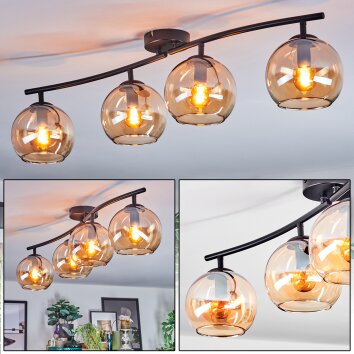 Koyoto Plafondlamp, Kogellampje Amber, 4-lichts