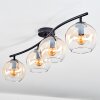 Koyoto Plafondlamp, Kogellampje Amber, Duidelijk, 4-lichts