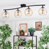Koyoto Plafondlamp, Kogellampje Amber, Duidelijk, 4-lichts