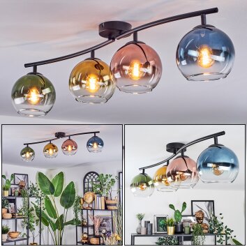 Koyoto Plafondlamp, Kogellampje Blauw, Goud, Groen, Duidelijk, Koperkleurig, 4-lichts