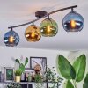Koyoto Plafondlamp, Kogellampje Blauw, Goud, Groen, 4-lichts