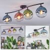 Gastor Plafondlamp, Kogellampje Blauw, Groen, Duidelijk, Koperkleurig, 4-lichts