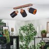 Fallhagen Plafondlamp, Plafondspot Chroom, Hout donker, 3-lichts