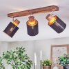 Fallhagen Plafondlamp, Plafondspot Chroom, Hout donker, 3-lichts