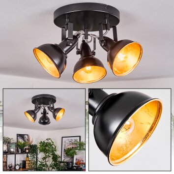 Toren Plafondlamp, Plafondspot Chroom, Zwart, 3-lichts