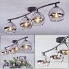 Koyoto Plafondlamp, Kogellampje Chroom, Duidelijk, Rookkleurig, 4-lichts