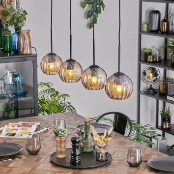 Koyoto Hanglamp, Kogellampje, Hanglamp Amber, 4-lichts