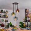 Lauden Hanglamp, Hanglamp Blauw, Groen, Duidelijk, Koperkleurig, 3-lichts