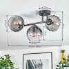 Koyoto Plafondlamp, Kogellampje Duidelijk, Rookkleurig, 3-lichts