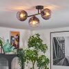 Koyoto Plafondlamp, Kogellampje Duidelijk, Rookkleurig, 3-lichts