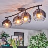 Koyoto Plafondlamp, Kogellampje Duidelijk, Rookkleurig, 4-lichts