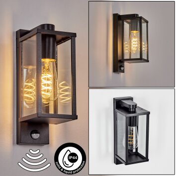 Tourega Wandlamp voor buiten, Wandlamp Zwart, 1-licht, Bewegingsmelder
