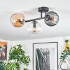 Koyoto Plafondlamp, Kogellampje Amber, Duidelijk, Rookkleurig, 3-lichts