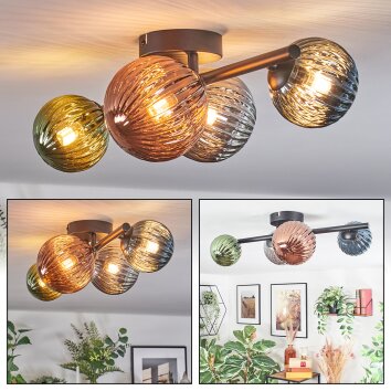 Chehalis Plafondlamp, Kogellampje Blauw, Groen, Koperkleurig, Rookkleurig, 4-lichts