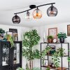 Koyoto Plafondlamp, Kogellampje Amber, Duidelijk, Rookkleurig, 4-lichts