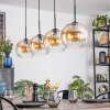 Koyoto Hanglamp, Kogellampje, Hanglamp Amber, Duidelijk, 4-lichts