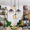 Koyoto Hanglamp, Kogellampje, Hanglamp Amber, Duidelijk, Rookkleurig, 4-lichts