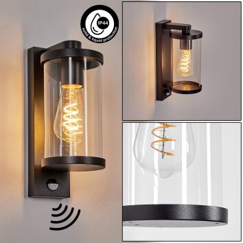 Telhada Wandlamp voor buiten, Wandlamp Zwart, 1-licht, Bewegingsmelder