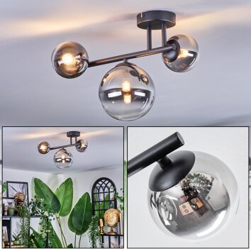 Chehalis Plafondlamp, Kogellampje Duidelijk, Rookkleurig, 3-lichts