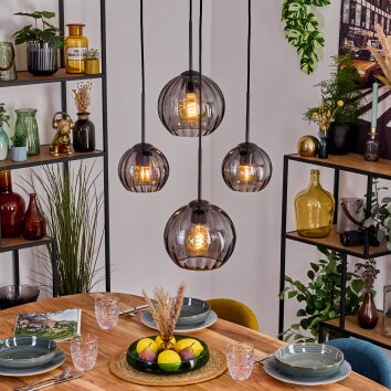 Koyoto Hanglamp, Kogellampje, Hanglamp 30 cm Rookkleurig, 4-lichts