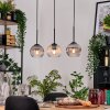 Koyoto Hanglamp, Kogellampje, Hanglamp Natuurlijke kleuren, Zwart, 3-lichts