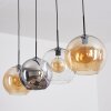 Koyoto Hanglamp, Kogellampje, Hanglamp Amber, Duidelijk, Rookkleurig, 4-lichts